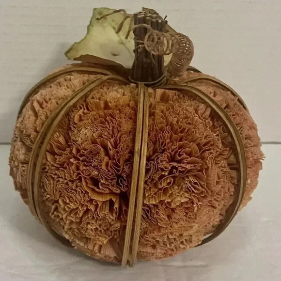 Fall Pumpkin Natural Materials Halloween Harvest Decor Orange 5” x 5” - Picture 4 of 5